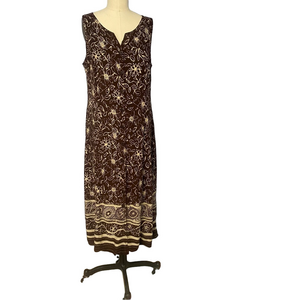 Vintage 1990s R&K Originals Brown Cross-Back Maxi Dress | Size 14P